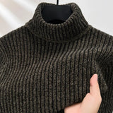 Men's Thickened Turtleneck Long Sleeve Pullover, Slim Fit Turtleneck Business Casual Fashion Sweater Knitwear Chenille