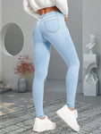 2024 Women Stretch Skinny Jeans Lady Slim Fit Pencil Jeans Girls Leggings Straight Leg Pants Light Blue Gray Black Sexy Trousers