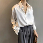 Spring 2023 Women Clothing Silk Shirt Vintage Blouse Women Sheer Top Women Long Sleeve Dress Shirt Loose Blouse Woman Overshirt