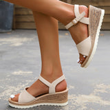 Lucyever Ankle Buckle Wedges Sandals for Women Summer 2023 Patchwork Platform Sandles Woman Thick Sole Gladiator Sandalias Mujer