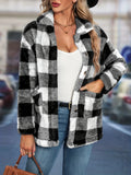 Cross border European and American autumn/winter square plaid lapel women's coat