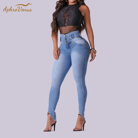 2024 Fashion High-quality Women Jeans Mid-waist Stretch Slim-fit Denim Trousers Shaping Butt Lift Jeans Thin Leg Elastic Trouser