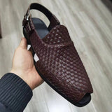 Black Sandals for Men Brown Woven Buckle Strap Men Shoes Leisure Vacation Beach Shoes Size 38-46 Free Shipping