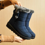 2024 Waterproof Winter Boots for Women Faux Fur Long Plush Snow Boots Woman Platform Ankle Boots Warm Cotton Shoes