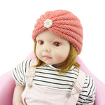 Baby Headband Hat Crochet Knitted Pearls Flower Hat Warm Caps Infant Baby Girl Boy Winter Beanie Turban Baby Hair Accessories