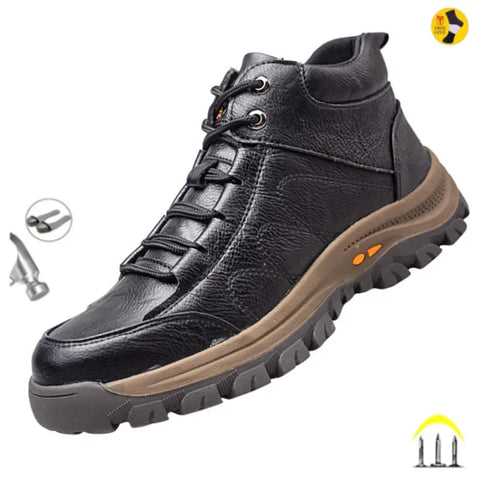 Men Leather Safety Work Boots Steel Toe Puncture-proof Indestructible Safety Shoes Staleneus Construction Welding Work Boots