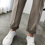 Thicken Women Pencil Pants 2023 Spring Winter Trousers OL Style Wool Female Work Suit Pant Loose Female Trousers Capris 6648