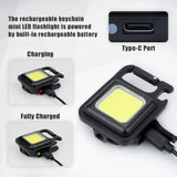 Mini COB LED Flashlight Keychain Light Multifunctional Portable Lamp USB Charging Emergency Lights Outdoor Work Camping Lantern