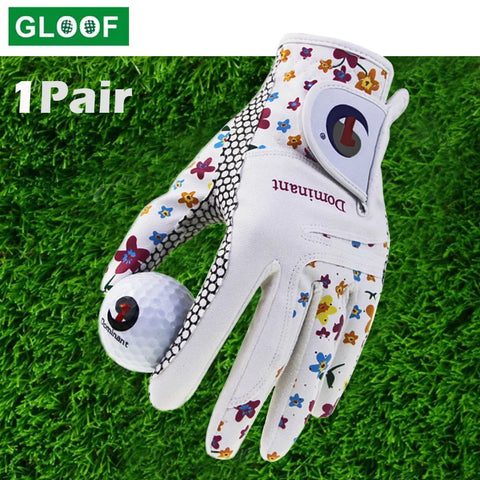 Golf Glove Women Ladies Pair Cool Leather Both Hand Summer Floral Colorful Breathable for Non Slip Gloves 1 Pair