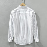 2023 Spring New Embroidery Striped Shirts for Men Casual 100% Cotton Fashion Men Clothing C8859