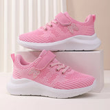 Tennis Shoes Slip On  Girls Casual Running Shoes Woven Breathable with Soft Soled Sports Hook-Loop Outdoor Shoes