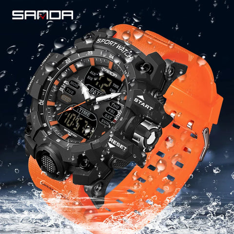 New 2023 Step Calorimeter Single Display Electronic Sanda 6126 Watch Simple Nightlight Waterproof Sports Electronic Watch