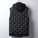 Winter Hooded Vests Men 6XL Plus Size Casual Vests Hat Detachable Thicken Waistcoat Homme Solid Warm Sleeveless Jacket Male