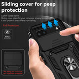 Military Slide Push Window Shockproof Case For Google Pixel 6A 6 7 Pro 7A Metal Ring Holder Camera Lens Protection Back Cover