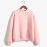 Woman Sweatshirts 2022 Sweet Korean O-neck Knitted Pullovers Thick Autumn Winter Candy Color Loose Hoodies Solid Womens Clothing