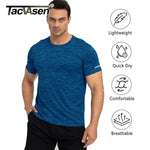 TACVASEN Quick Dry Summer T-shirts W/ Reflective Stripe Men Running Fitness Tops Gym Training Shirt Breathable Casual Sportswear