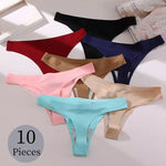 BZEL 10PCS Female Thongs Silk Satin Women's Panties Sports Seamless Underwear Sexy Lingerie Girls Hot G-Strings Underpants Tanga