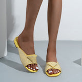 Elegant Woman Shoes with Low Heels Summer Ladies Sandals Bling Rhinestones Slip-on Street Peep Toe Women&#39;s Beach Footwear Slides