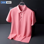 Ice Silk Traceless T-shirt Men's Light Business Solid Color Half Sleeve Top Silk Smooth Breathable Traceless POLO Shirt