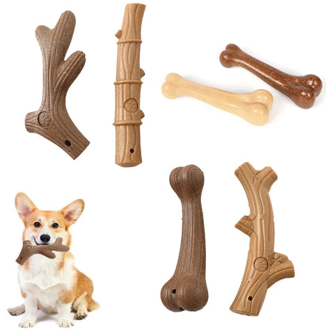 Pet Dog Chew Toys Molar Teeth Clean Stick Interesting Pine Wood Cute Bone Shape Durable Bite Puppy Interactive Toy Pet Supplies