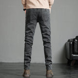 Autumn Winter Men's Classic Fashion Grey Jeans Casual Slim Skinny Vintage Blue Streetwear Biker Party Long Trousers Male 27-36