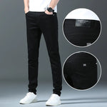 2024 Autumn New White Men's Jeans Straight Slim Solid Color Casual Denim Trousers Classic Male Brand Clothing Pants