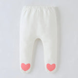 0-18M Baby Girl Pant with Footies Heart Trousers Newborn Infant PP Pant Toddler Girl Clothes Elastic Waist Kid Legging A1119