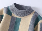 Autumn Winter Men's Mock Neck Knit Sweater Fashion Plaid Knitted Pullovers Men Youthful Vitality Casual Loose Warm Y2K Sweaters