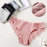 Floral Lace Cotton Women Panties Underwear Women Briefs Comfortable Female Underpants Solid Color Pantys Lingerie M-XXL 3PCS/Set