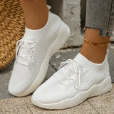 Women's Comfortable Breathable Knitted Sneakers Plus Size Low Cut Flat Casual Sports Shoes for Women 2024 Spring New Arrivals