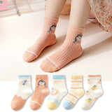 5 Pairs Children&#39;s Socks 0-12Years Kids Socks Spring Summer Baby Boys Girls Cotton Mesh Breathable Thin Soft Clothes Accessories