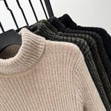 Men's Thickened Turtleneck Long Sleeve Pullover, Slim Fit Turtleneck Business Casual Fashion Sweater Knitwear Chenille