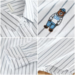 2023 Spring New Embroidery Striped Shirts for Men Casual 100% Cotton Fashion Men Clothing C8859