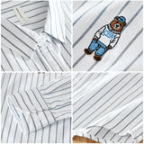 2023 Spring New Embroidery Striped Shirts for Men Casual 100% Cotton Fashion Men Clothing C8859