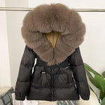 OFTBUY 2024 Winter Jacket Women Real Natural Fox Fur Collar Hooded Thick Warm 90% White Duck Down Coat Female Streetwear Casual