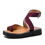 AIYUQI Sandals Women Large Size Clip Toes Fashion 2023 New Roman Women Summer Sandals Suede Genuine Leather Beach Sandals Women