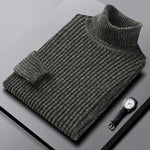 Men's Thickened Turtleneck Long Sleeve Pullover, Slim Fit Turtleneck Business Casual Fashion Sweater Knitwear Chenille