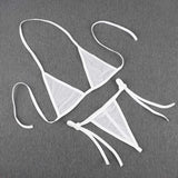 Womens Sexy Lingerie Bikini Swimwear Bra And Tie Side Thongs Set Solid Beachwear Fashion Swimsuit Bathing Suit