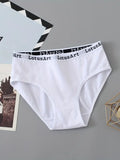 2PCS/Set Women Cotton Solid Panties Sexy Plus Size Underwear Letter Lingerie High Waist Comfor Briefs