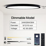 0.9inch Ultra-thin Ceiling lamp Smart APP/Remote Control LED Ceiling lights for Room Dimmable Panel light for Living Room Kichen