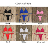 2022 Summer Solid Beach Swimsuit Swimsuits For Women Sexy Halter Swimwear Swimsuit Thong Female Bikini Sets Orange Pink Yellow