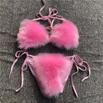 2021 Woman Sexy Bikini Swimsuit 2 piece Set Summer Fur Swimwear Bikini Set Adjustable Bra Cute Girls Beach Bikini Bathing Suits