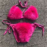 2021 Woman Sexy Bikini Swimsuit 2 piece Set Summer Fur Swimwear Bikini Set Adjustable Bra Cute Girls Beach Bikini Bathing Suits