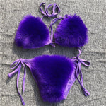 2021 Woman Sexy Bikini Swimsuit 2 piece Set Summer Fur Swimwear Bikini Set Adjustable Bra Cute Girls Beach Bikini Bathing Suits