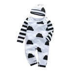 2Pcs Newborn Baby Girls Clothes Set Cotton Hearts Print Infant Long Sleeve Jumpsuit+Headband Toddler Girls Clothing
