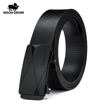 BISON DENIM Belt for Men Geuine Leather Alloy Automatic Buckle Fashion Brand Classic Luxury Business Cow Leather Men Belt N71578