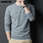 New Fashion Brand Designer Knit Pullover Sweater Men Crew Letter Printed Slim Fit Autum Winter Navy Casual Jumper Men Clothes