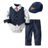 Baby Suits Newborn Boy Clothes Vest + Romper + Hat Formal Clothing Outfit Party Bow Tie Children Birthday Dress New Born 0- 24 M