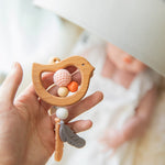 Wooden Music Rattle Animal Star Mobile Holder Teething Pendant Wooden Gym Rodent Silicone Bead Necklace Clip rattle for stroller