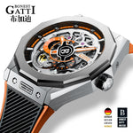 Famous Men Mechanical Watch GATTI Luxury Waterproof Leather Automatic Watches Rubber Sports Mens Wristwatches Relogio Masculino